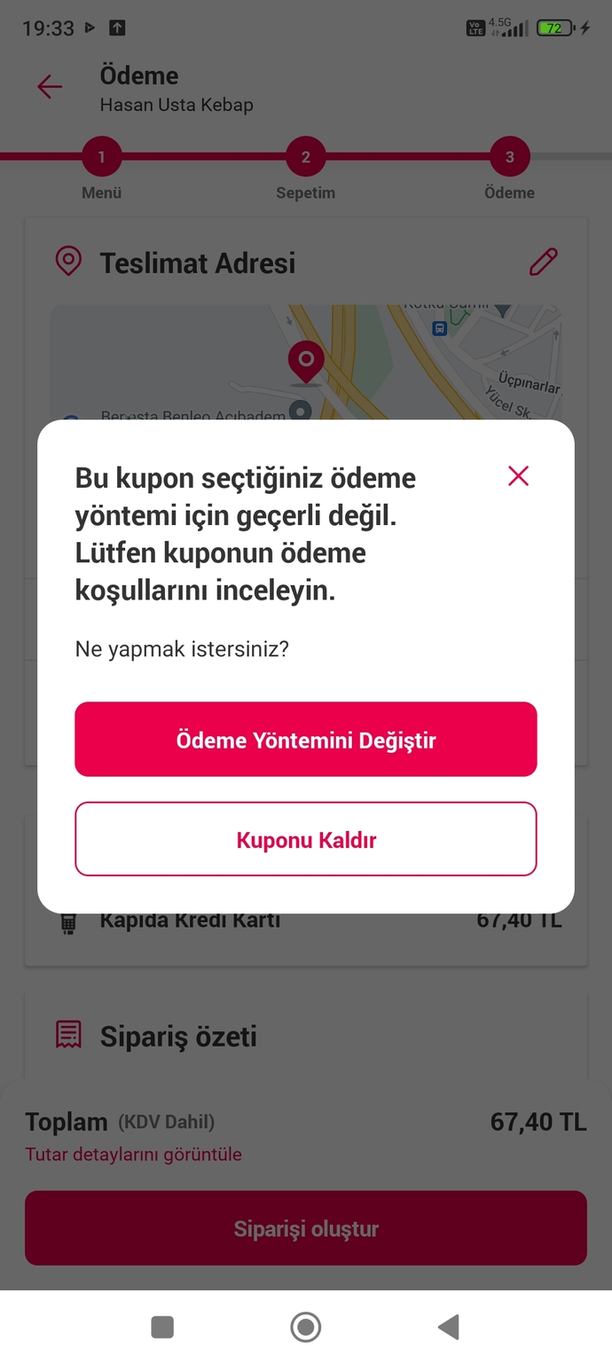 Yemek siparişi vericem kupon var onu kullanmak istiyorum ama online ödeme diyor kuponu nasıl kullanacam bilen var mı?