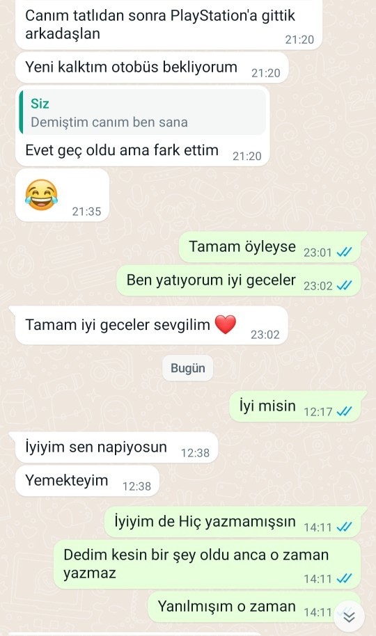 Sevgilm eveli gün habersiz gitti bugün onu telafi etmesini beklerken günaydın mesajı atmadı soğuk davrandı sizce yarın neler diyim?