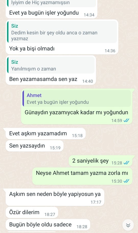Sevgilm eveli gün habersiz gitti bugün onu telafi etmesini beklerken günaydın mesajı atmadı soğuk davrandı sizce yarın neler diyim?