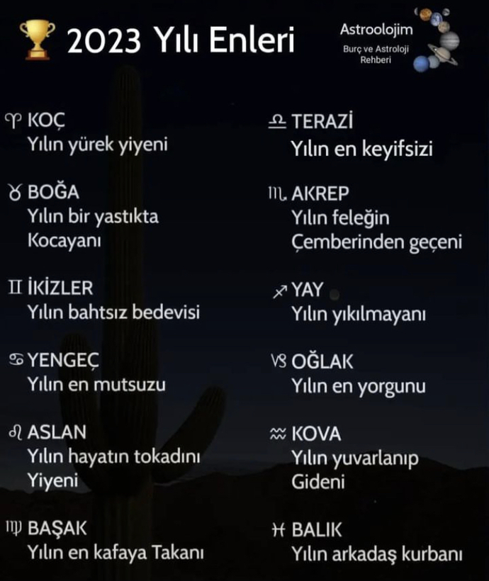Burçlarda 2023 enleri nelerdir?