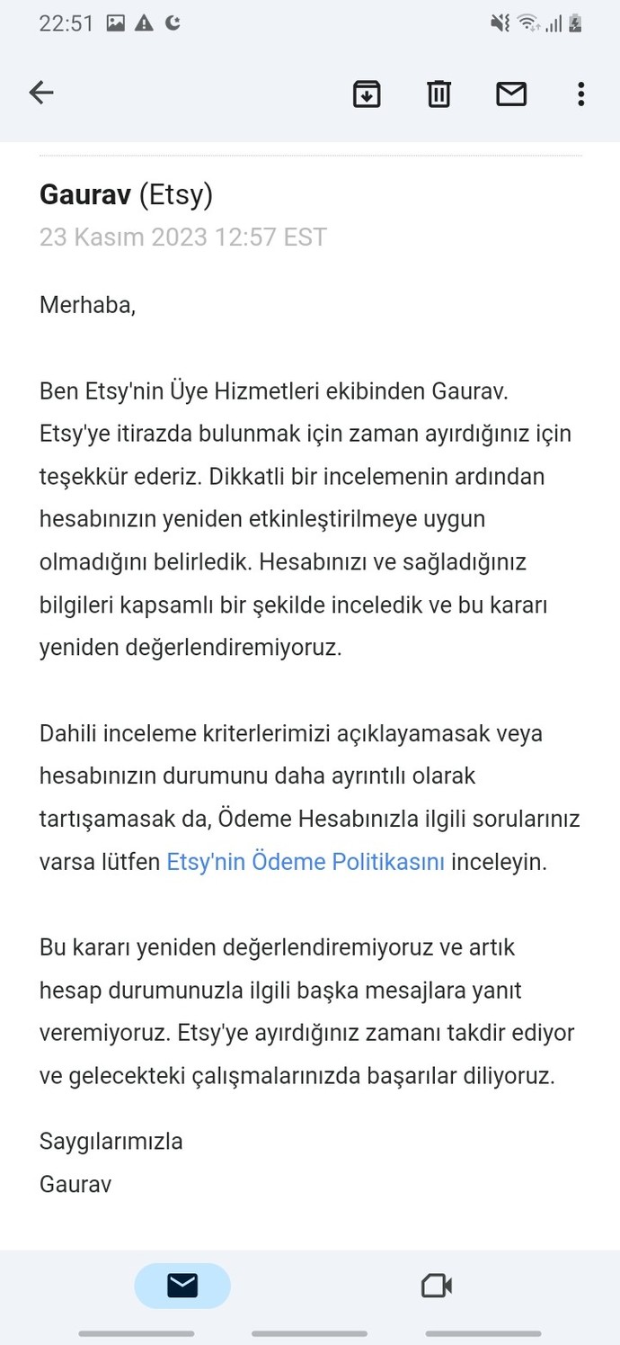 Etsyde hesabım kapatılıyor nedenini bilen var mı?