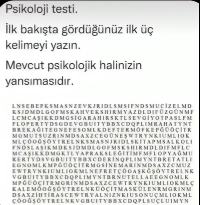 İlk bakışta gördüğünüz 3 kelimeyi söyler misiniz?