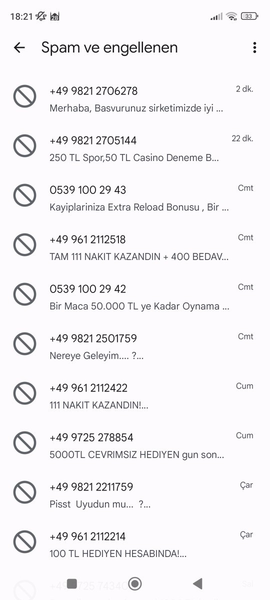 Telefonumuza saçma sapan numaralardan gelen mesajları engellemenin yolu yok mu?