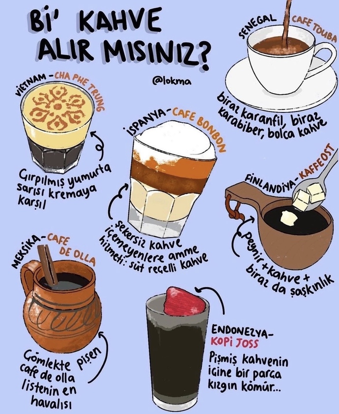 Birbirinden ilginç bu kahvelerden hangisini denemek istersiniz?