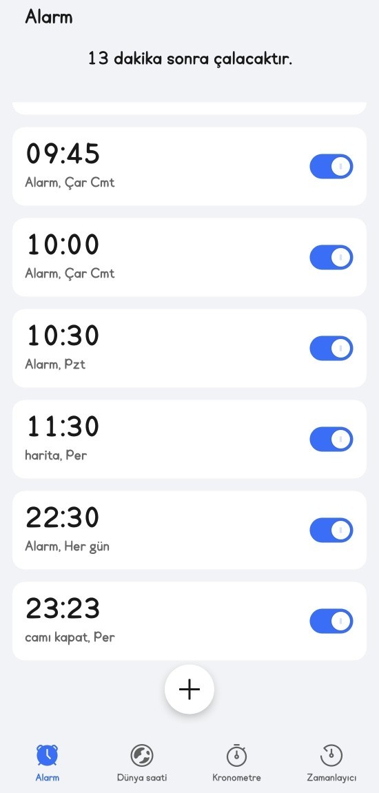 Gün içinde yapacağınız şeyler için alarm kuruyor musunuz?