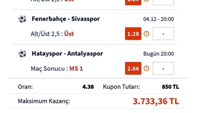 Az önce iddaa oynadım. Sizce bu kupon gelir mi aşkolar 😂❤️?