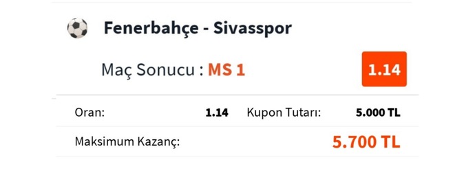 Bugün maaş aldım, 5 bin TL Fenerbahçeye bahis oynadım. Sizce gelir mi sjsjsjs?