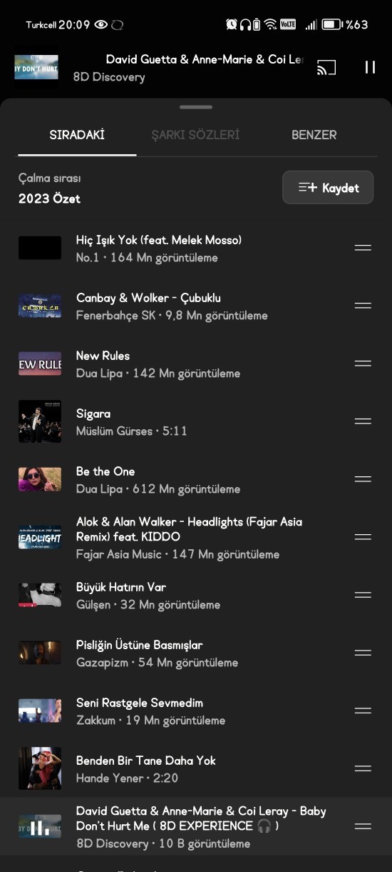2023te ne tarz şarkılar dinlediniz?