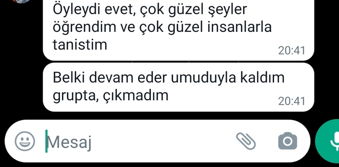 Size atılan en son WhatsApp mesajı neydi?