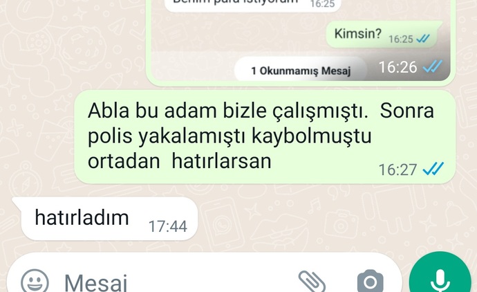 Size atılan en son WhatsApp mesajı neydi?