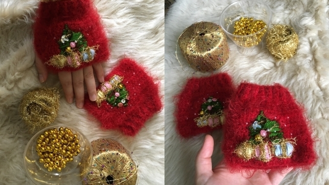 Eldivenleri kendim örüp süsledim. Sizce güzel olmuş mu 🎄🎁?