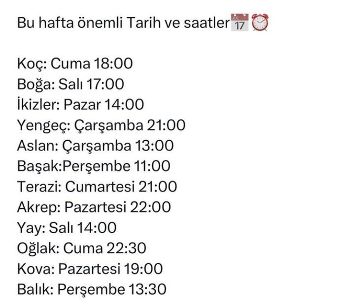 Burçların bu hafta önemli tarih ve saatleri nelerdir?