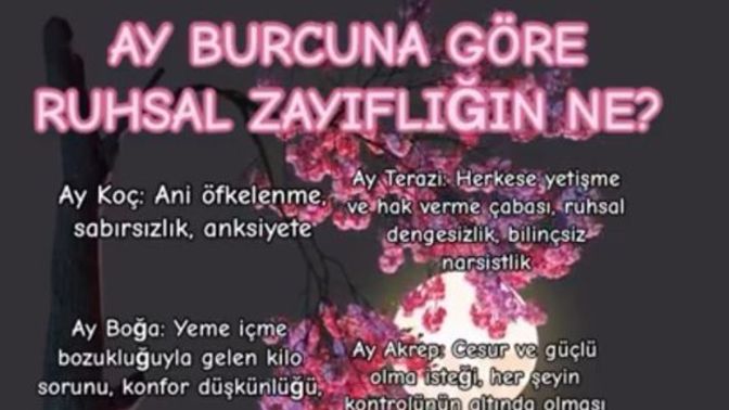 Ay burcuna göre ruhsal zayıflığın nedir?
