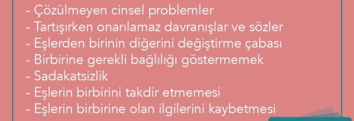 Boşanmanın ana nedenleri bunlar olabilir..