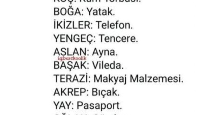 Sen hangi eşyasın?