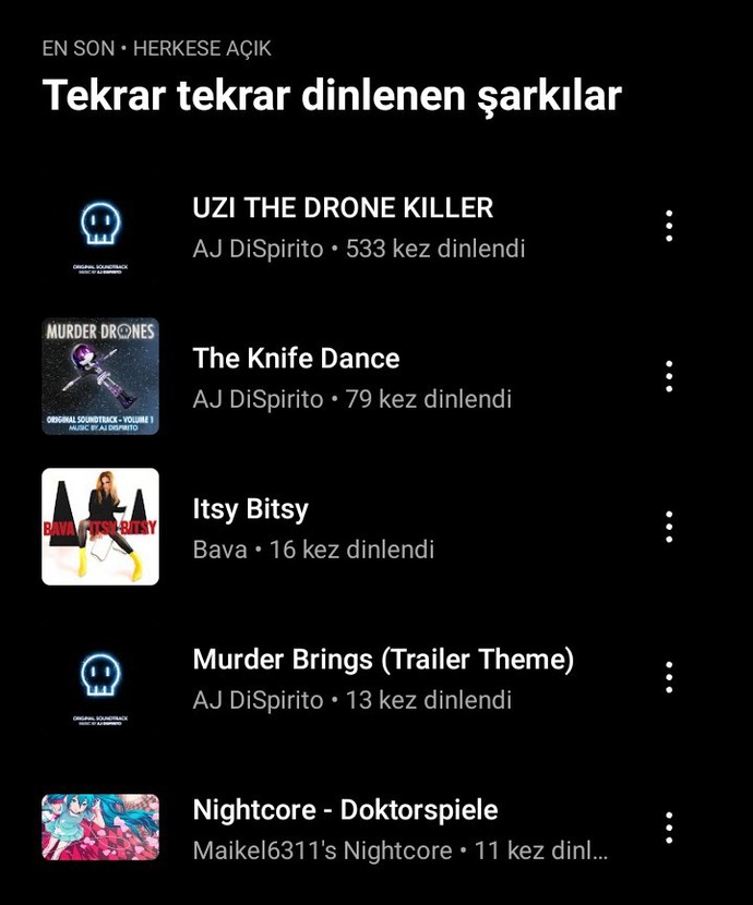 Bugün en cok dinlediginiz sarki hangisi?