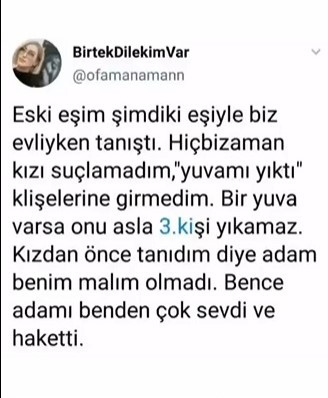 ( Herkes bu hanımefendi kadar mantıklı ve cesur olamaz ama, haksız mı? )