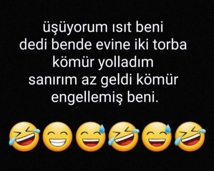Üşüyorum ısıt beni dedi kömür yolladım engellemiş beni sizce ben nerede yanlış yaptım 😑?