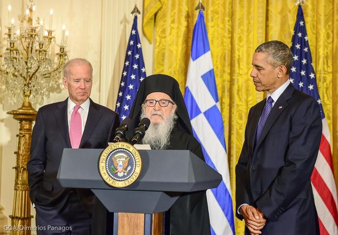 Joe Biden, Barrack Obama and Demetrios at Greek Independence Day, 2016. Christianity leading United States of America.