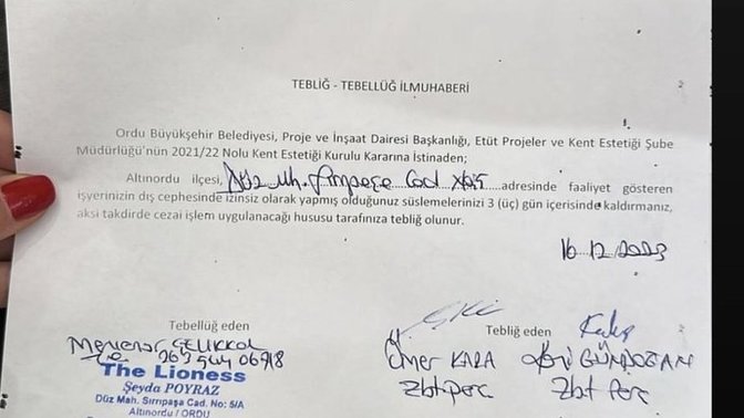 Ordu Belediyesi, yeni yıl süslemesi yapan bir işletmeyi süslemeleri kaldırması için uyarmış. Süsleme yapmak yasak mı?