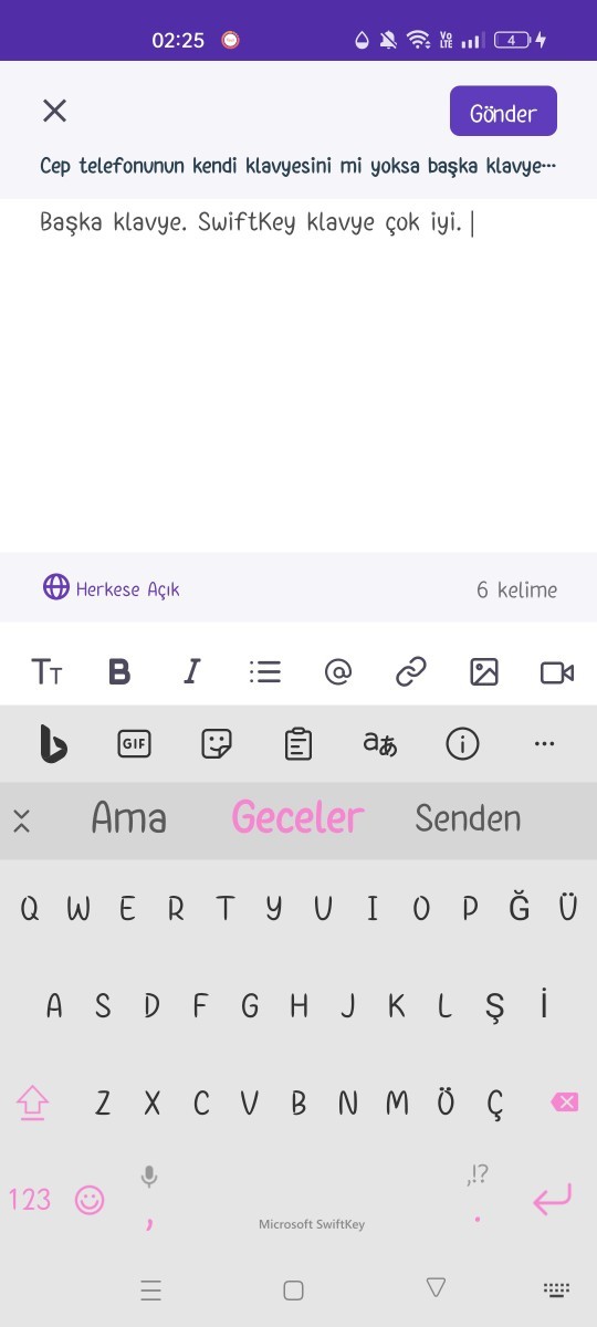 Cep telefonunun kendi klavyesini mi yoksa başka klavye uygulaması mı kullanıyorsunuz?
