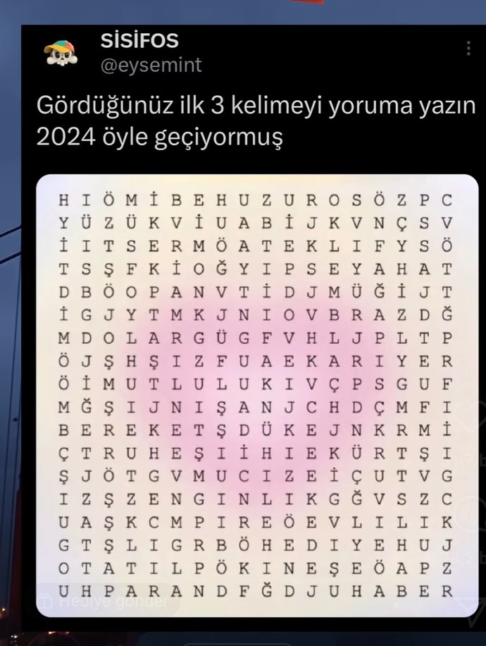 Gördüğünüz ilk üç kelime hangisi, 2024 yılınız öyle geçiyor?