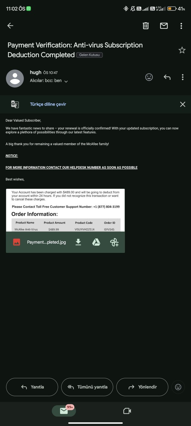 Böyle bir mail aldım fakat üyeliğim yok?