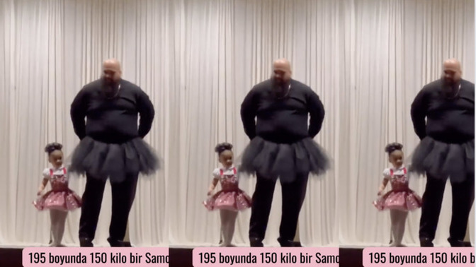 195 boyunda 150 kg olan bir baba kızıyla sahnede bale yaptı! Çocuğunuzun mutluluğu için her şeyi yapar mısınız?