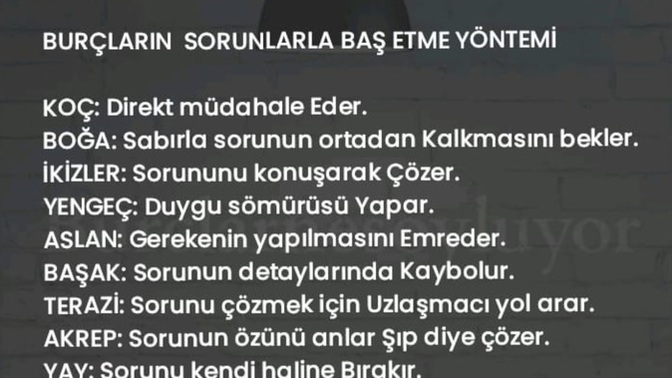 Burcunuza göre sorunlarla nasıl baş edersiniz?