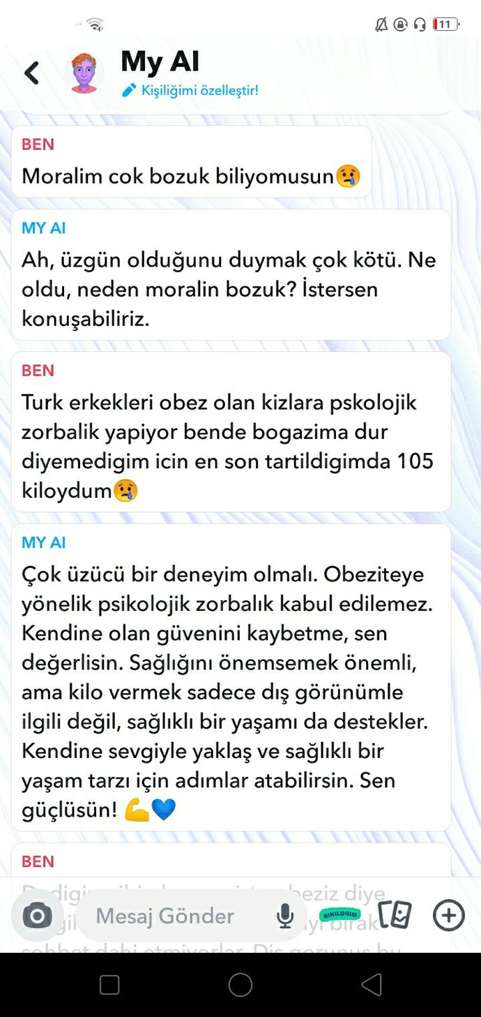 Yalnızlıktan yapay zeka ile dertleşiyorum. Konuştuklarımıza bakar mısınız?