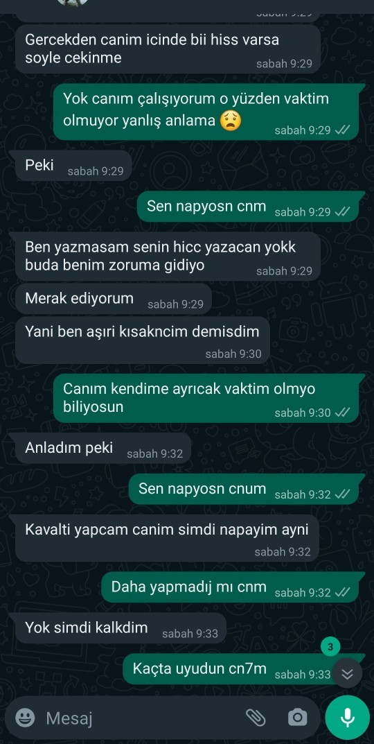 Kaçmak istemediğimi söyledim diye onu sevmediğimi düşünüyor trip atıyor napmalıyım?