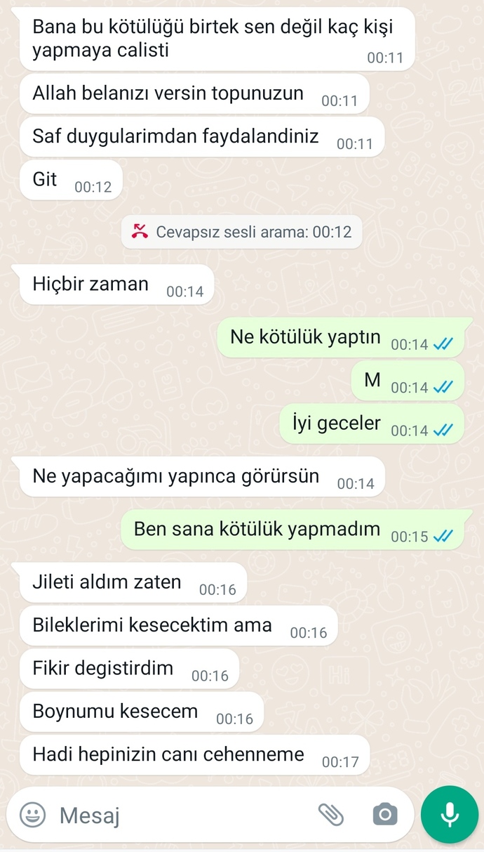 Sizce intihar eder mi? sizin için kendini kesenler ve intihar ederim yazanlar intihar ettiler mi? Bu konuda tecrübeniz var mı?