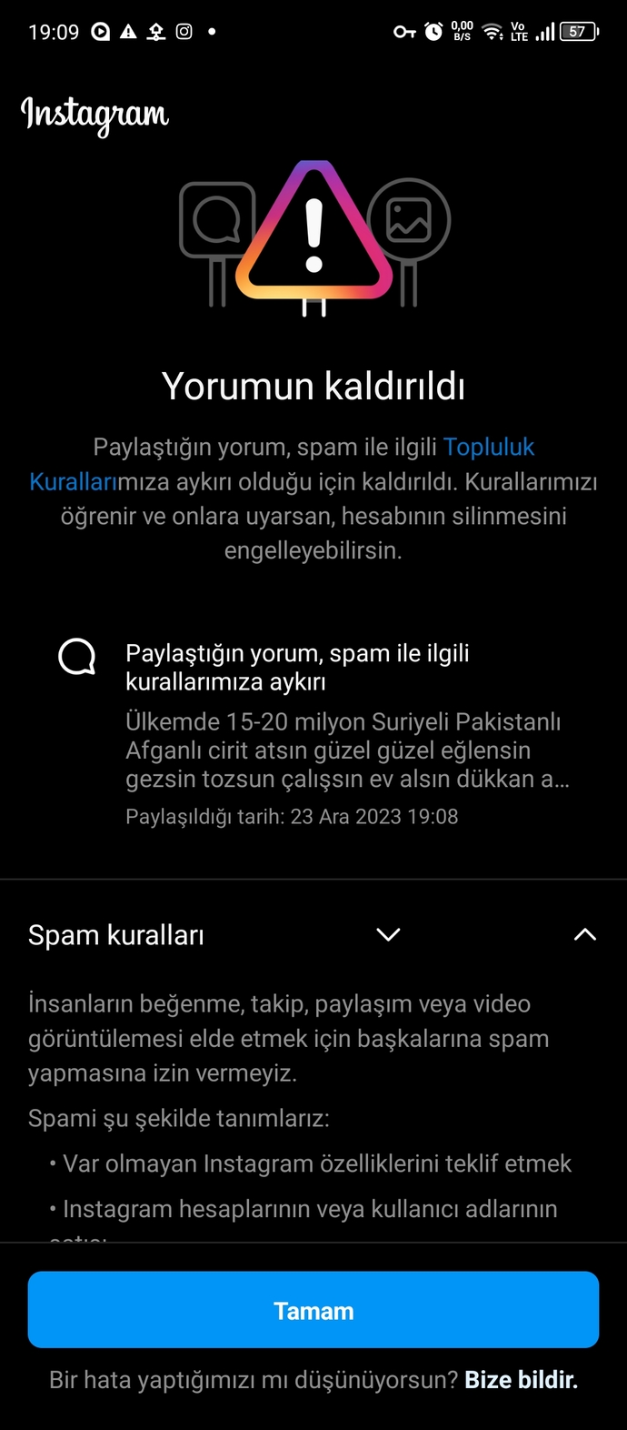 İnstagram hükümetin eline mi geçti? Ülkemizdeki Suriyelilerle ilgili yorum yapınca hemen spam oluyor neden böyle?