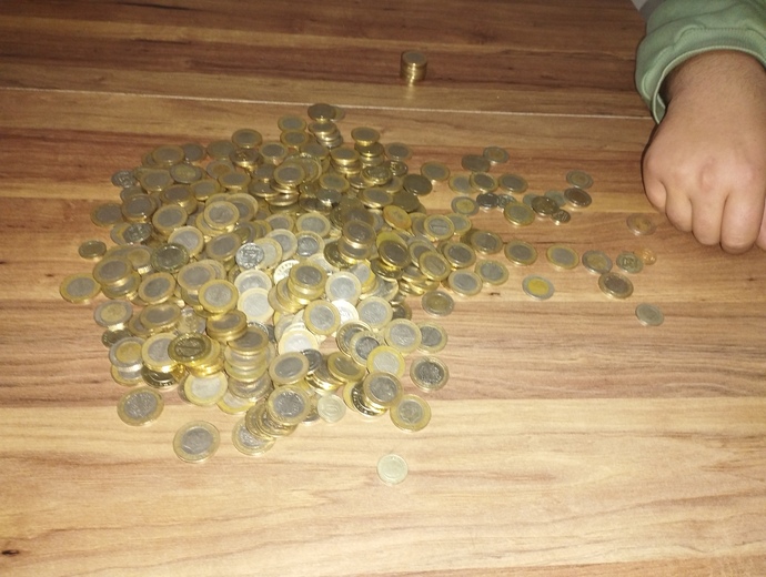 Okul için verdiğimiz harçlıktan kalan bozuklukları biriktirmiş kardeşim. Sizce bu paraya araba alabilir mi 😄?