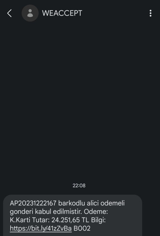 Böyle mesaj geldi, bu ne?