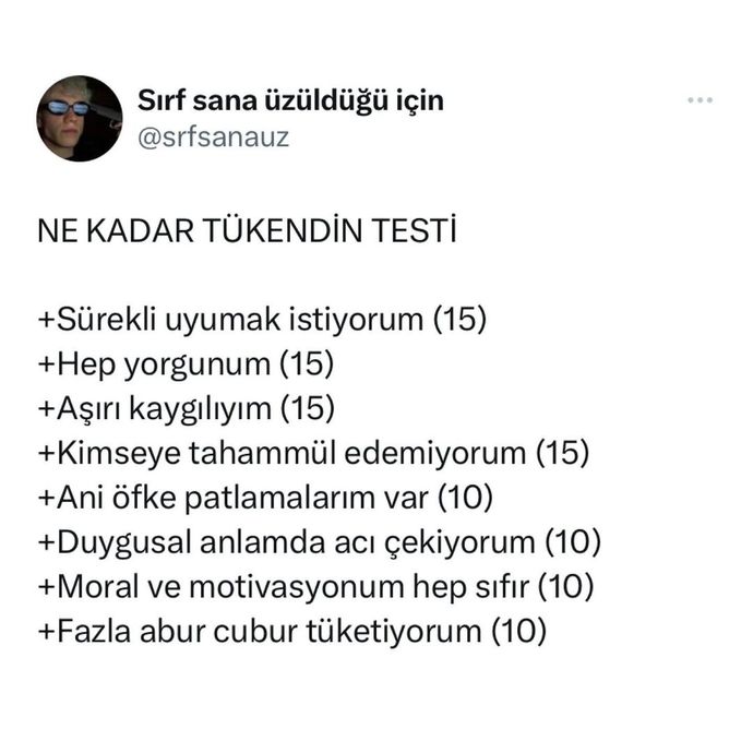 Ne kadar tükendin testine var mısın? Kaç puan aldın?