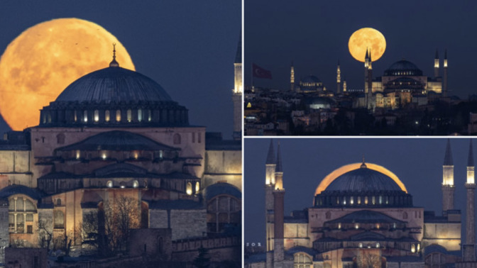 İstanbul'da dolunay böyle görüntülendi. Gökyüzünü izlemeyi seviyor musunuz?