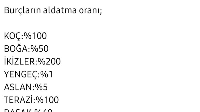 Burcunuza göre aldatma yüzdeniz kaçtır?