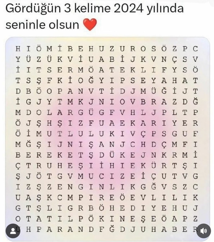 Gördüğünüz 3 kelime 2024 yılında sizin olsun?
