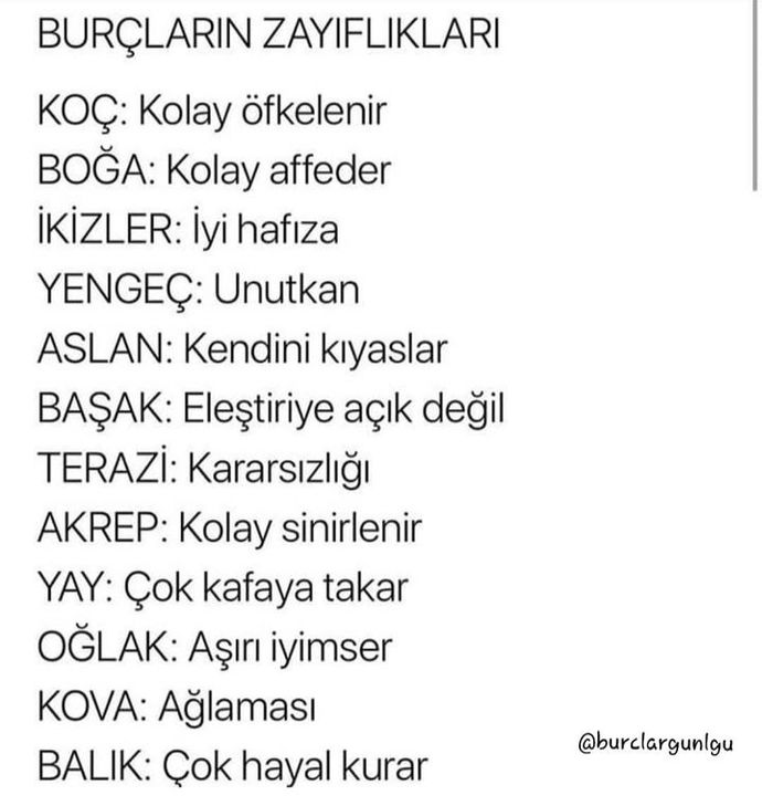 Burçların zayıflıkları nedir?