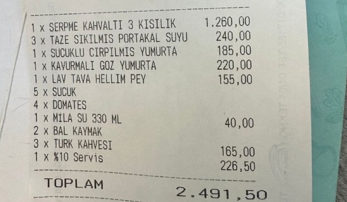 3 kişilik serpme kahvaltıya en fazla kaç TL ödersin?