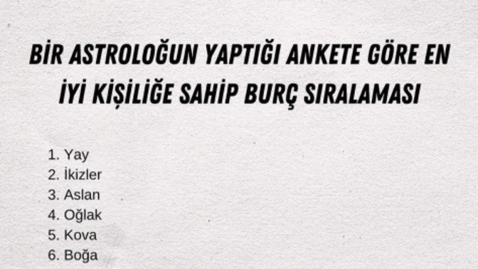 En iyi kişiliğe sahip burçlar sıralamasında siz kaçıncı sıradasanız?