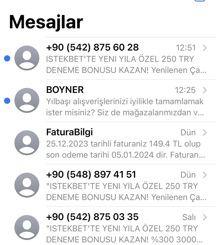 Sürekli farklı numaralardan aynı mesaj geliyor sebep nedir 😔?
