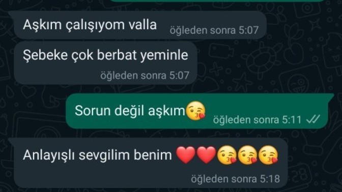 Beni seviyor mudur sizce, işinden dolayı fazla Whatsapp'a giremiyor?