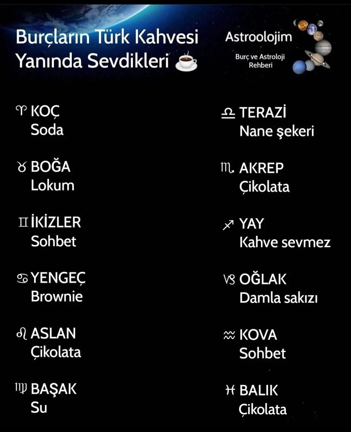 Burcuna göre Türk kahvesinin yanında ne seversin?
