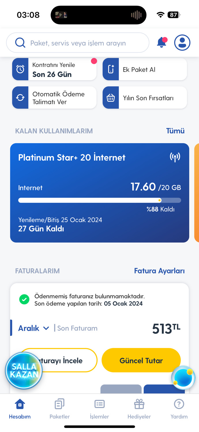 Hangi mobil hattı kullanıyorsunuz?