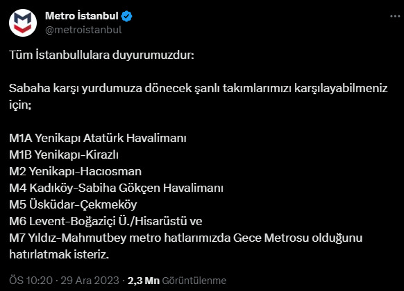 Ekrem İmamoğlu, Fenerbahçe ve Galatasarayı karşılamak isteyenler için otobüs ve metro seferlerini arttırdı! Gidecek olan var mı?