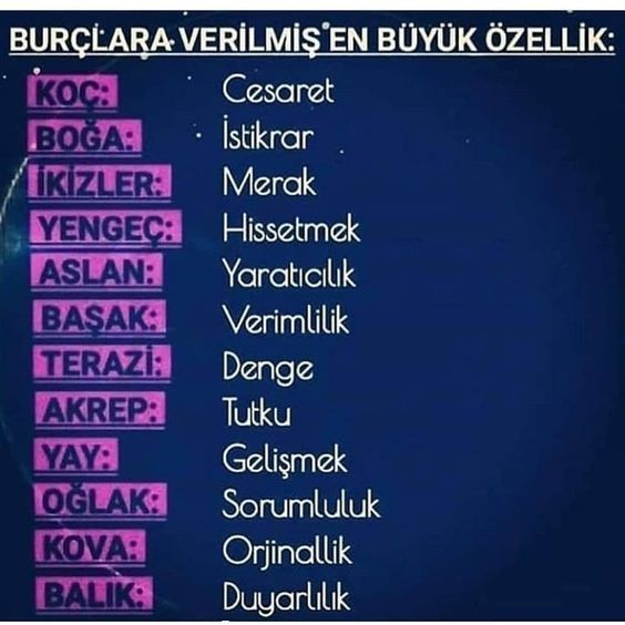 Burçlara verilmiş en büyük özellik nedir?