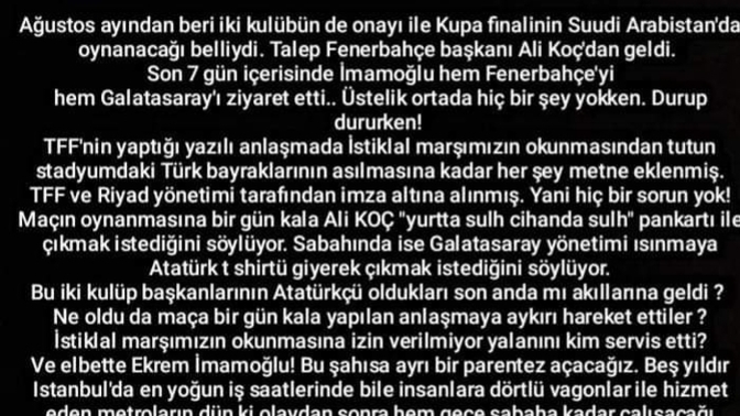 Arabistan'da oynanacak derbi maç, Ermeni Oyunu mu yoksa Yahudi Oyunu muydu?