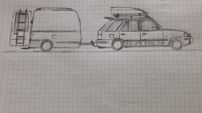 Römorklu Skoda Felicia Combi çizimim.